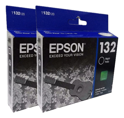 2 Cartuchos De Tinta Negra Epson 132 Original Nuevo En Caja