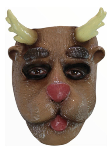 Máscara De Reno Xmas Reindeer Rodolfo El Reno Navidad Color Café