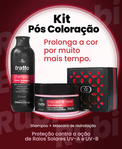 Kit Máscara Shampoo Caviar Rubi Coloridos Danificados 250g