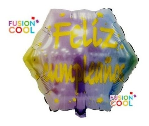 Pack 3 Globos Metalico Feliz Cumpleaños Hexagono 45cm A/h  