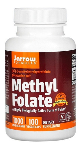 Metil Folato Methyl Folate Jarrow 1000mcg 100 Cáps Veggie