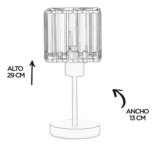 Lámpara De Mesa Metal Con Cristal Foco 7w Decolamp 2184 Color De La Estructura Negro Color De La Pantalla Agua