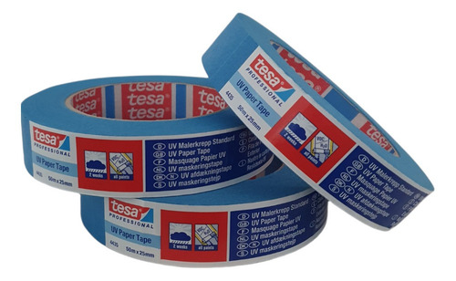 Imagem 3 de 7 de Fita Crepe Azul Profissional 25mmx50m Profissional Tesa 4435