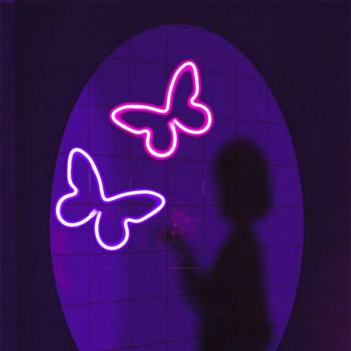 Letrero De Neón Mariposa Paquete De 2 Luces Led Mmg
