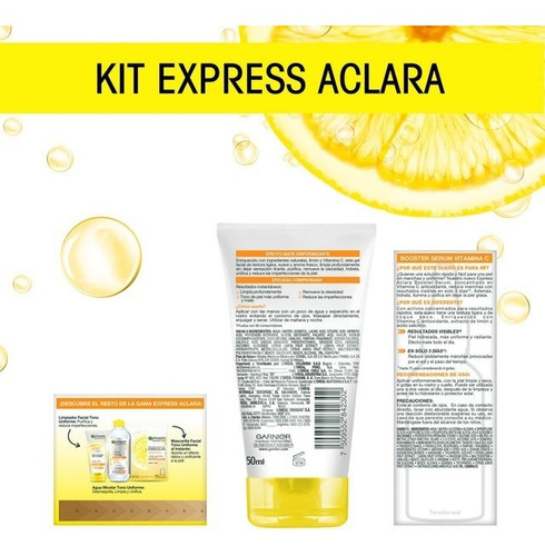 Garnier Kit Express Aclara: Serum, Crema, Gel Con Vitamina C
