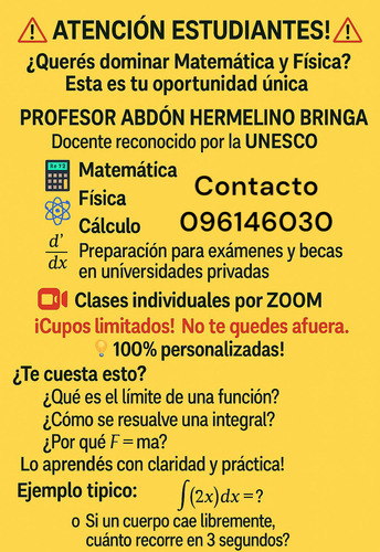 Clases Matemáticas Y Física,cursos Paralelos,consultar