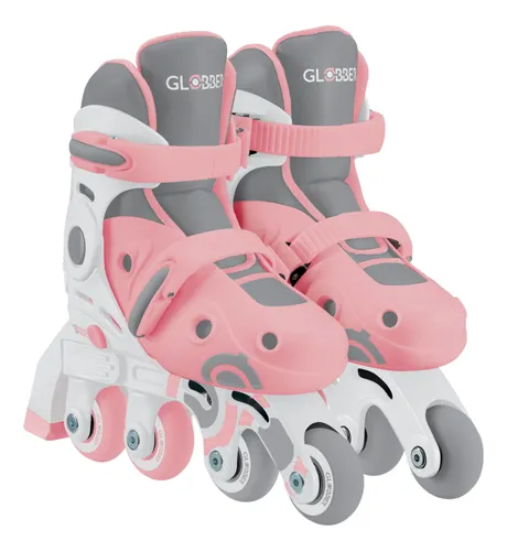 Patines En Linea 2 En 1 Rosado Ajustables Globber Para Niñas