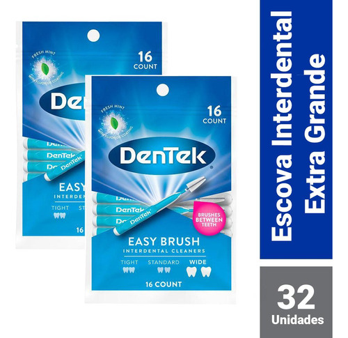 Kit Escova Interdental Dentek Easy Brush Extra 32 Unidades