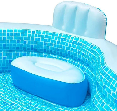 Combo Piscina + Inflador Manual Alberca Familiar C/ Asientos