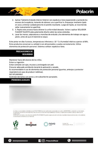 Enduido Interior / Exterior Talento De Polacrin X 10 Litros