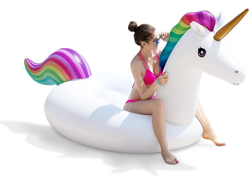 Big Inflatable Unicorn Pool Float Floatie Ride On With Fast 