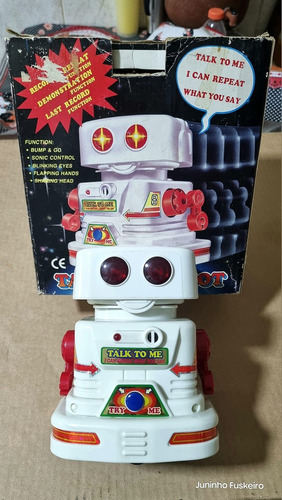 Brinquedo Antigo Talking Robot Anos 80 Com Caixa