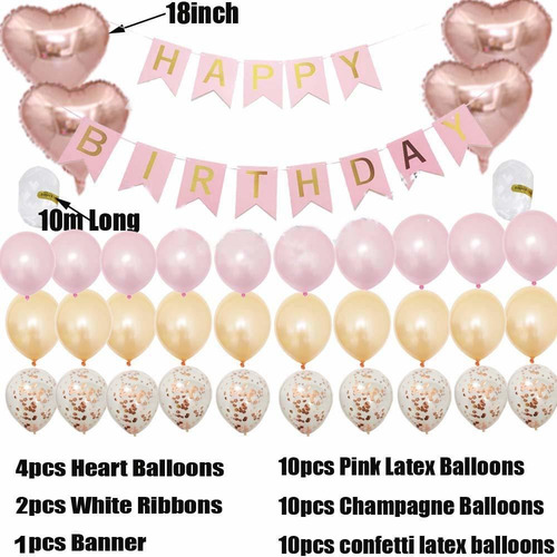 Decoraciones De 20 Cumpleaños Para Mujer, Rosa, Botel...