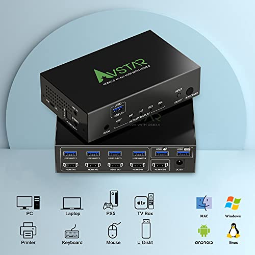 Interruptor Kvm Usb Hdmi 4k 60hz 4 Puerto 1 Concentrador