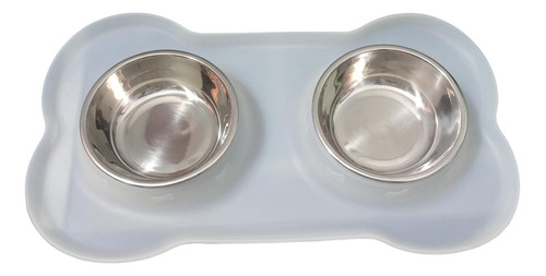  Platos Para Perros Tazón Doble Silicona Blanco