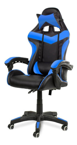 Silla de escritorio Urban Design DA2606-2 SG gamer ergonómica  negra y azul con tapizado de cuero sintético