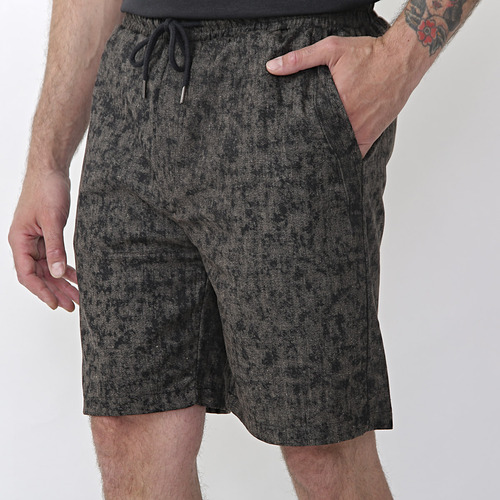 Bermuda Lino Hombre Lisa Cara Cruz Jeans Lavada Con Bordado