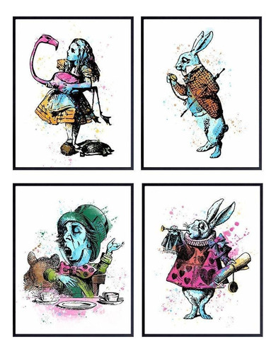 Alice Wonderland, Mad Hatter, Cheshire Cat, White Rabbit Wa.