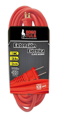 Extension Electrica 2x16 2,5 Mts Uso Rud