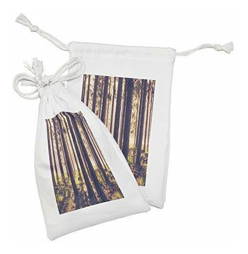 Lunarable Forest Fabric Pouch Set Of 2, Estuche De Tocador 