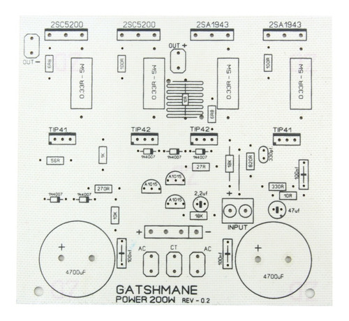 Placa Lisa Amplificador 200w 2sc5200/2sa1943 Com Fonte