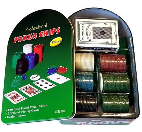 Set Poker Juego De Mesa 120 Fichas Naipes Fichas Poker Juego 