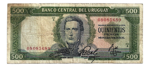 Billete Uruguay 500 Pesos 1967 Artigas