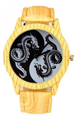 Reloj Yin Yang Dragón Tono Madera Dayoshop