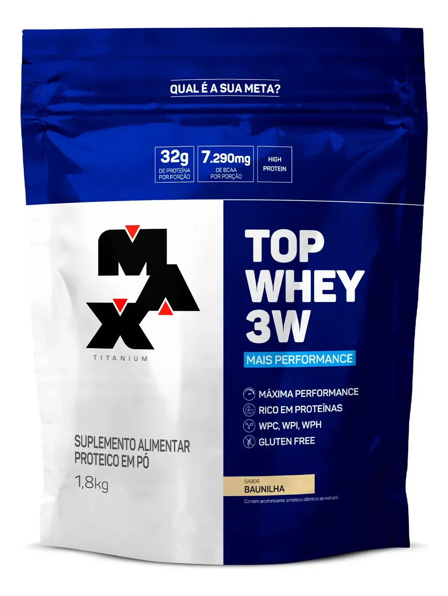 Max Titanium Top Whey 3w Mais Performance 1, Whey Concentrado 1800 g