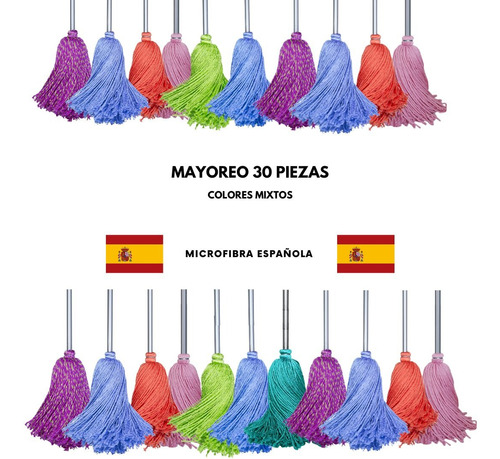 Mayoreo 30 Trapeadores Microfibra Española Máxima Absorción Color variados