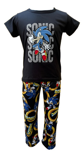 Pijama Infantil Sonic Niño Conjunto Playera Pantalón Algodón