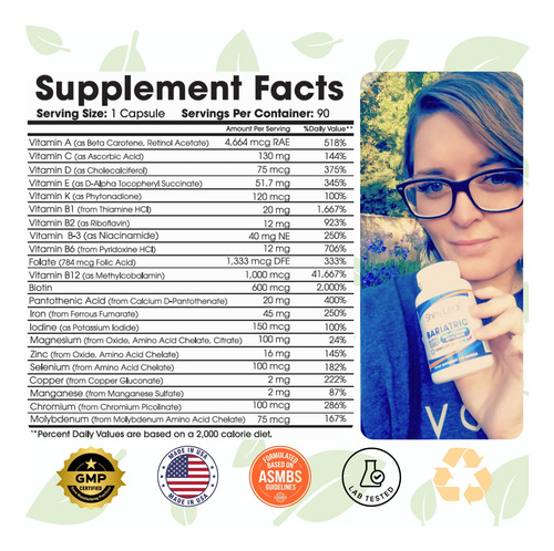 Shiny Leaf Multivitamínico Bariátrico Con Hierro 90 Cápsulas