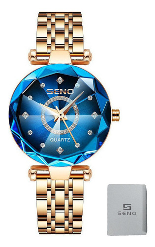 Reloj Elegante De Cuarzo Con Correas De Acero Y Diamantes De