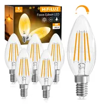 Comprar HiFiLUZ 6PC Bombilla Focos Led Edison Vintage De Cristal Luz Blanco cálida Brillante Luces Para Hogar 2700K E12 Focos ahorradores serie de focos vintage regulable