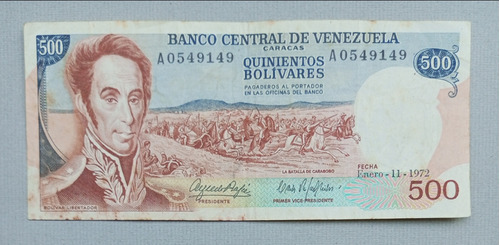 1972 Billete De 500 Bs, Conocido Como Guri. Error Exc. Tinta