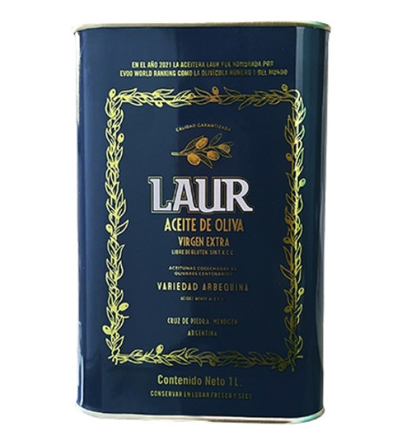 Aceite De Oliva Extra Virgen Lata Laur 100% Arbequina 1 L