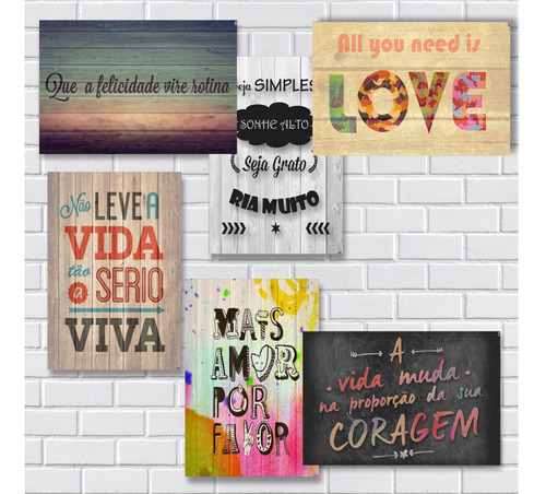 Kit Com 6 Placas Em Mdf - Frases Motivacionais - R+ Adesivos