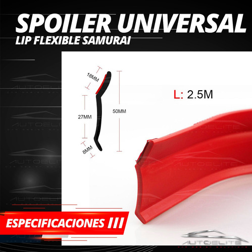 Imagen 7 de 10 de Lip Faldon Estribo Spoiler Universal Flexible Samurai 2.5m