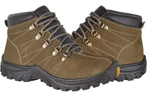 Bota Masculina En Nobuck Cuero 100% Legítimo Impermeable