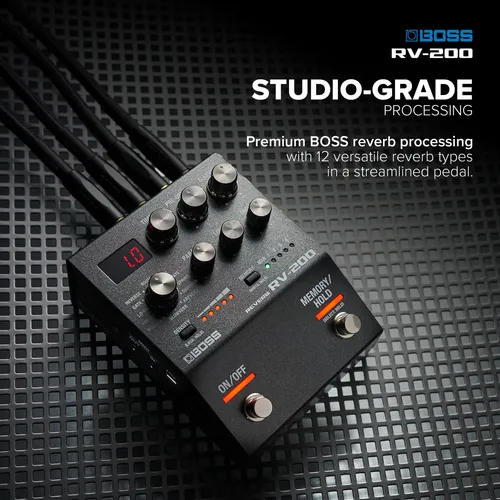 Pedal De Efeitos De Reverberação Boss Rv-200 Para Guitarra E Preto