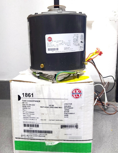 Imagen 3 de 5 de Motor Ventilador Condensador Us Motor 1/3hp 1861 208-230v