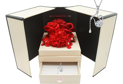 Caja Regalo Rosas Eternas Con Collar Moissanita Certificado