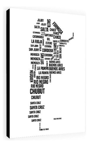 Mapa De Argentina Moderno Con Letras En Cuadro Para Decorar 