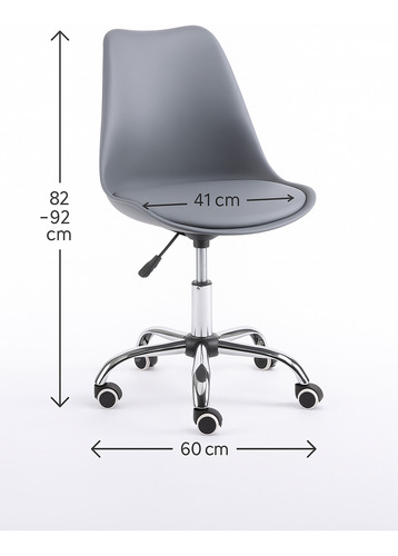 Silla De Oficina Acolchonada Eames Tulip Con Ruedas Cómoda Gris Claro Piel Sintética
