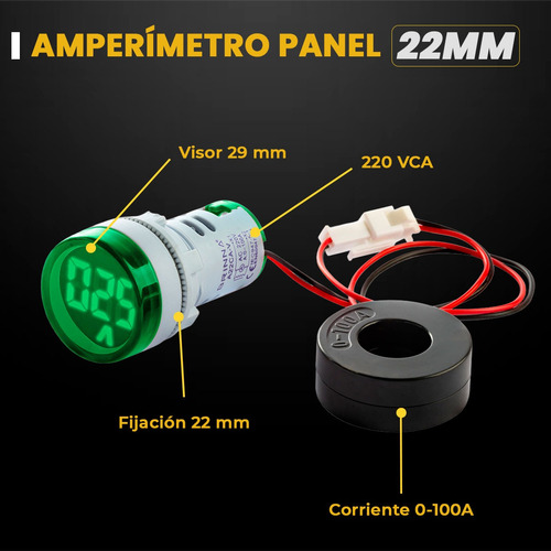 Combo Amperimetro Digital Brinna 220v 380v 100a Ojo De Buey