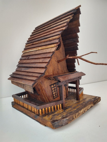 Casinha De Passarinho Rústica Bruxa Madeira Imbuia /peroba