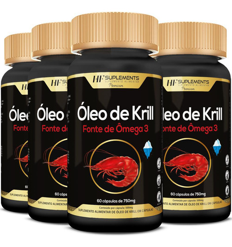 Óleo De Krill 60caps 750mg Fonte Ômega 3 Hf Suplements