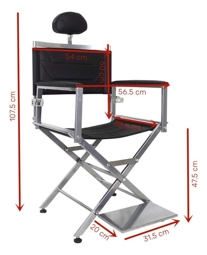 Silla Alta Plegable Tipo Director Estética Maquillaje Studio Color Plata