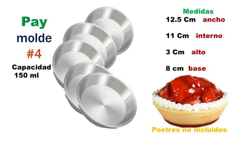 Moldes Mini Tarta Pay  Pack 20 Pzs. Alumnio Reforzado #4