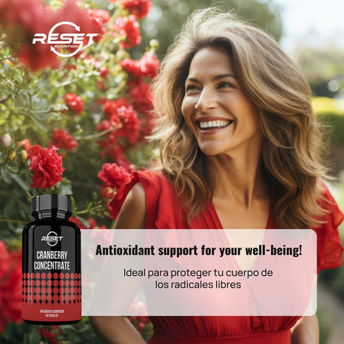 Reset Nutrition® Cranberry Concentrate 90 Cápsulas | Concentrado De Arándano Suplemento Alimenticio para Salud Urinaria, Antioxidante y Apoyo Inmunológico.